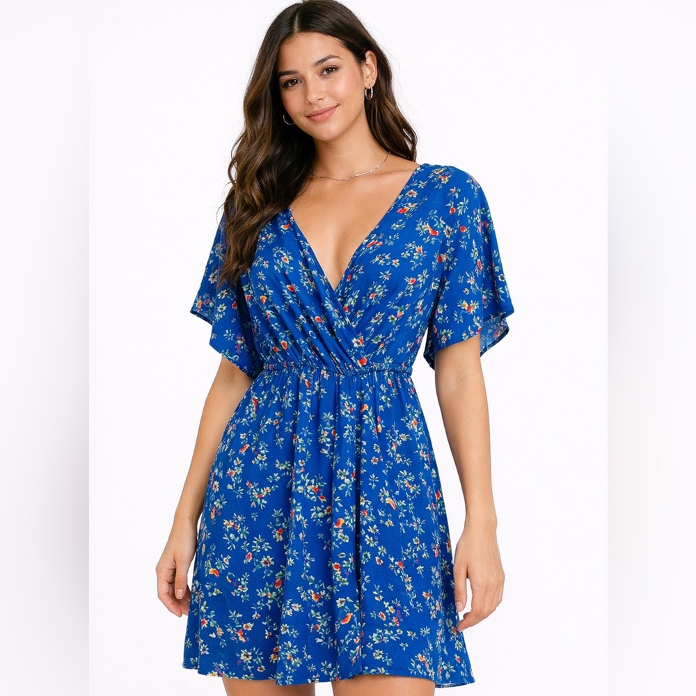 Hello Miss Blue Floral Bird Dress